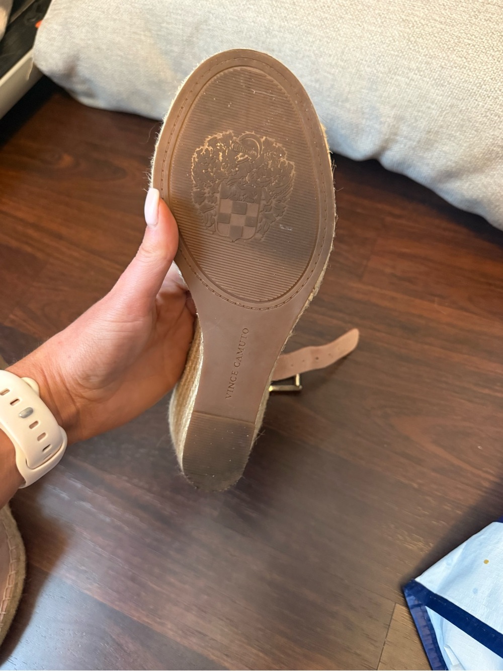 Vince Camuto Blush Suede Espadrille Wedge Sandals - Picture 9 of 13